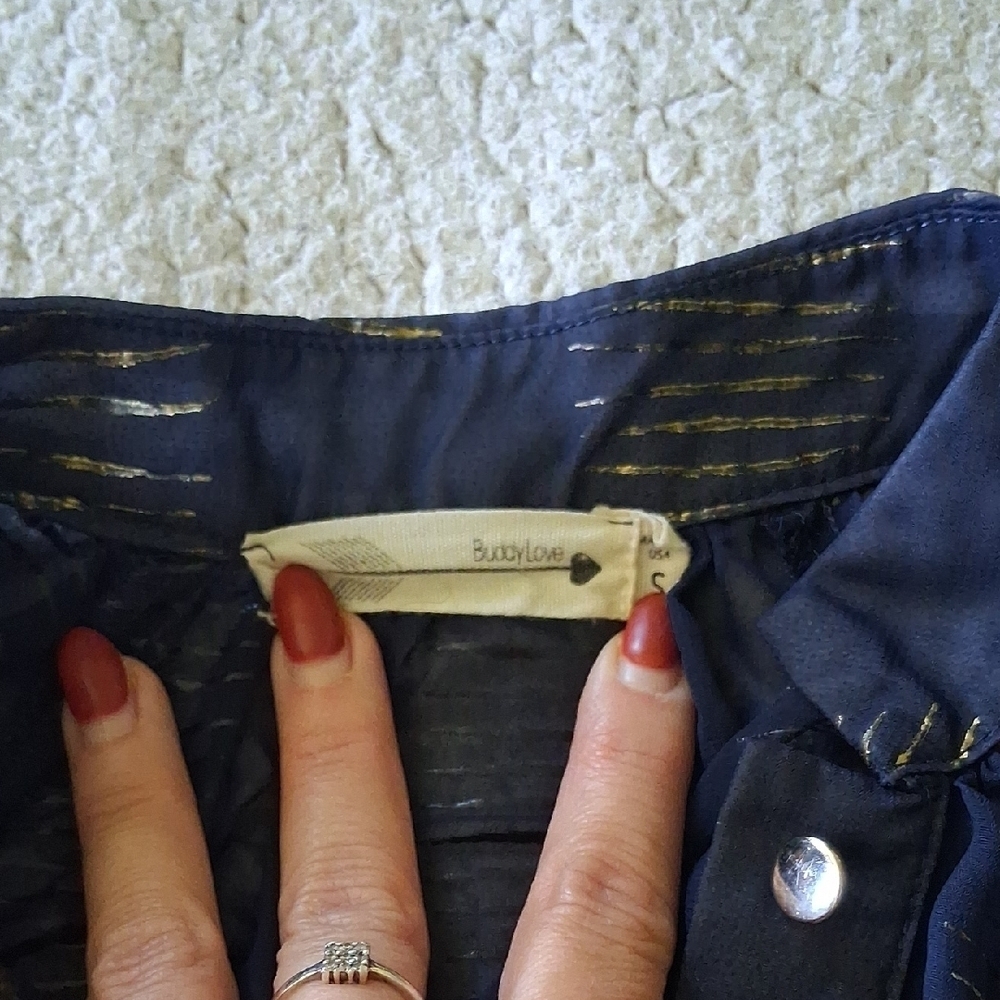 Buddy Love Navy Sheer Blouse - Picture 2 of 5
